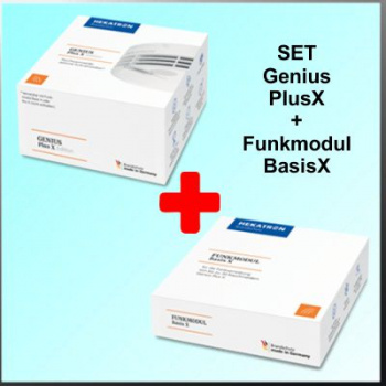 SET - Hekatron Rauchwarnmelder Genius Plus X Edition mit Funkmodul Basis X